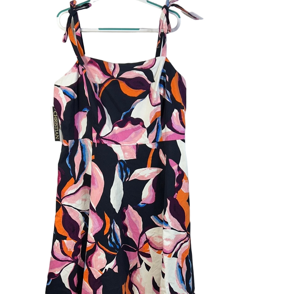 RACHEL Rachel Roy Multicolor Abstract Midi Dress Size 22W Sleeveless